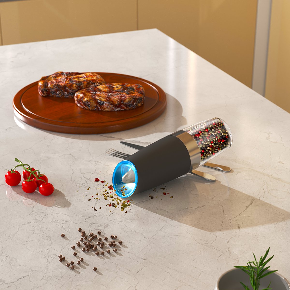 MATTI® - Elektrische Peper en Zoutmolen - Peper en Zoutmolen Set - Pepermolen - Zoutmolen - Automatisch Kantelmechanisme - Oplaadbaar — cadeau in Kookcadeaus - foto 5