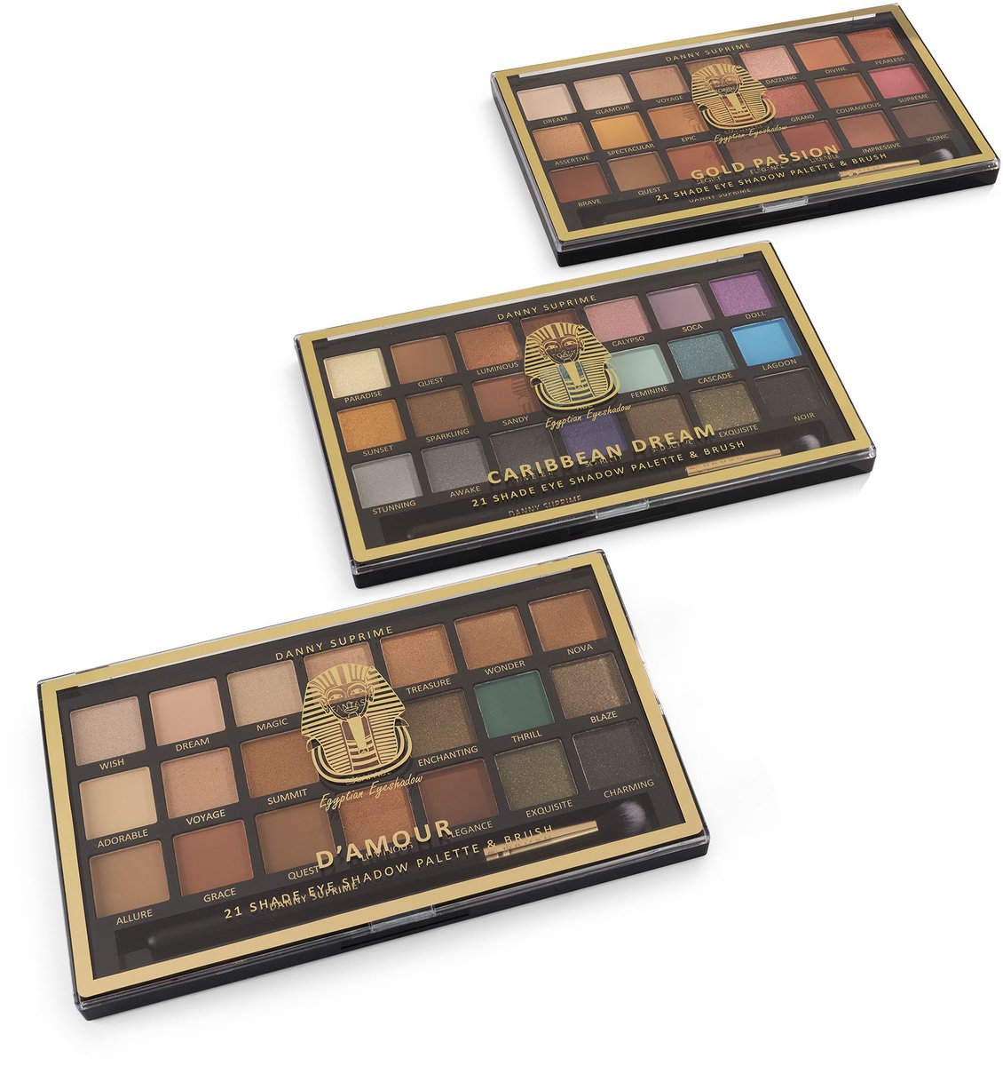 Limited Edition Egyptian Powder Oogschaduw Trio – Gold Passion, D'Amour & Caribbean Dream