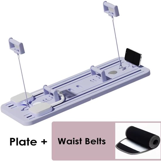 6-in-1 Fitness Trainingsbord met Tailleband – Buikspiertrainer, Push-Up Steunen, Core Trainer & Pilates Bord – Thuis Fitnessapparatuur voor Afvallen & Spieropbouw