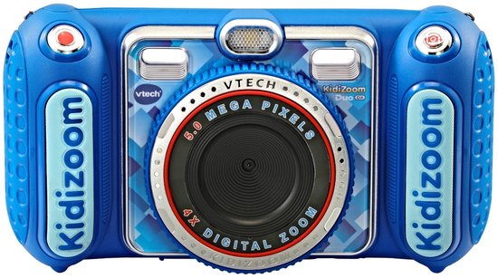Blauwe kindercamera met 5.0 megapixel en 4x digitale zoom.