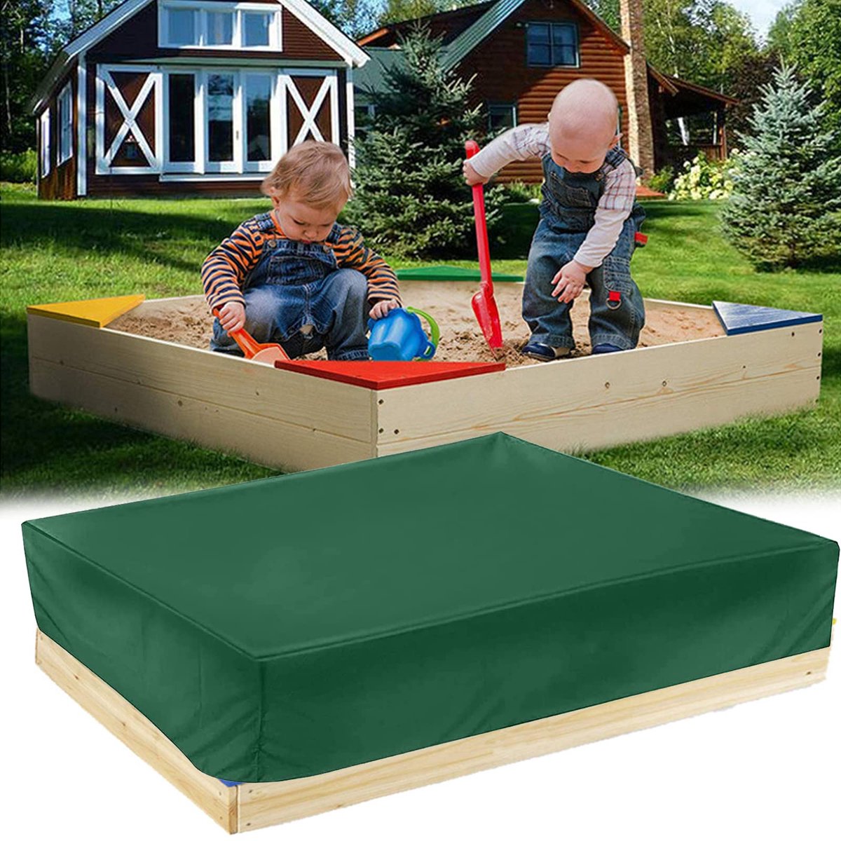 Ibenzoa Robuuste en Waterdichte Zandbakbescherming – 150 x 150 x 20 cm groen