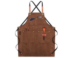 Schort - Bruin - Dames - Heren - Keuken Schort - Kappers Schort - Koken - Bediening - Horeca - Bedrijfskleding - Hobby - BBQ - CADEAU TIP!