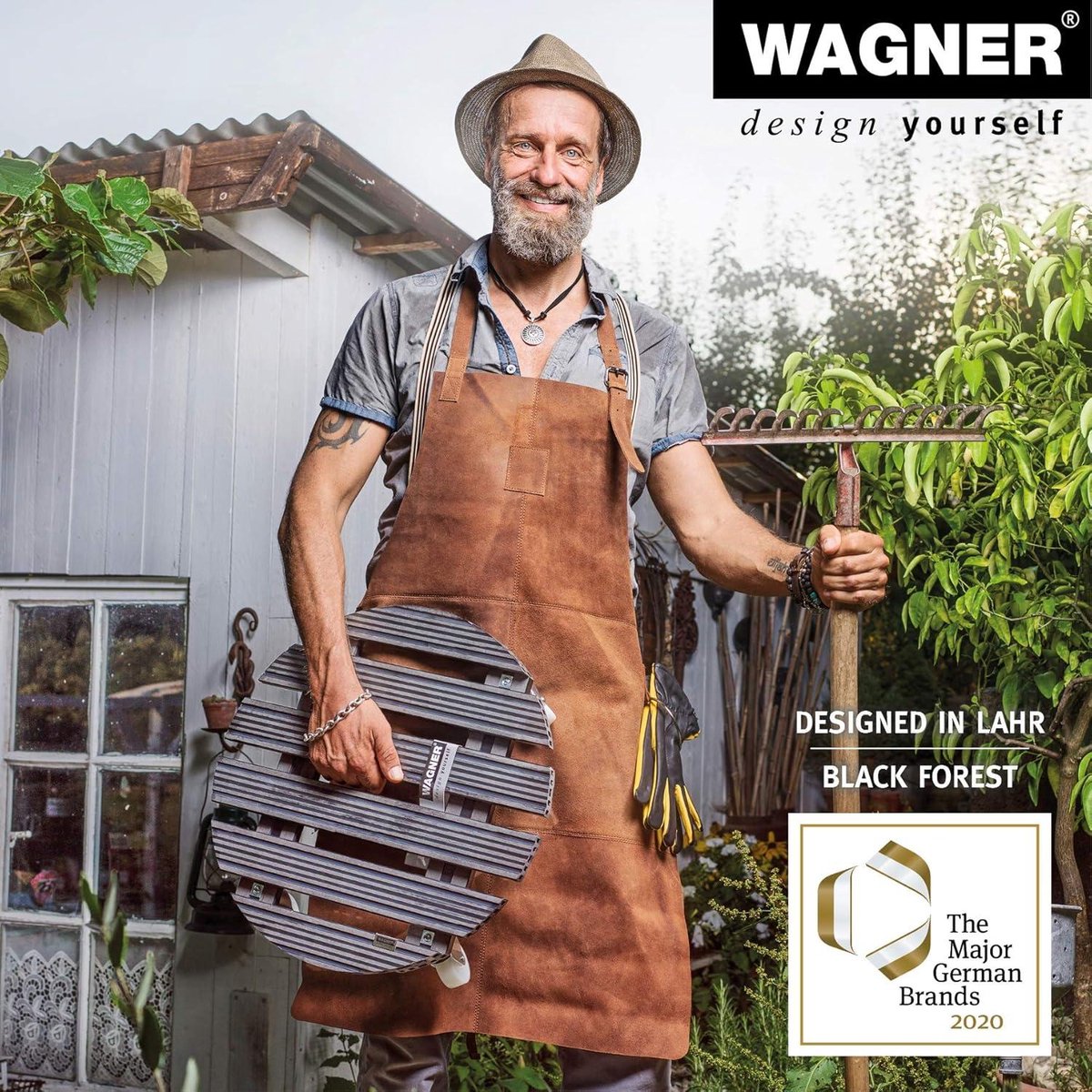 WAGNER Plantentrolley WPC 29 x 7,5 cm I Planten- & bloementrolley voor binnen buiten I Containertrolley van FSC® houtvezelcomposiet, taupe I 2 remmen I Draagvermogen 100 kg - 20053601