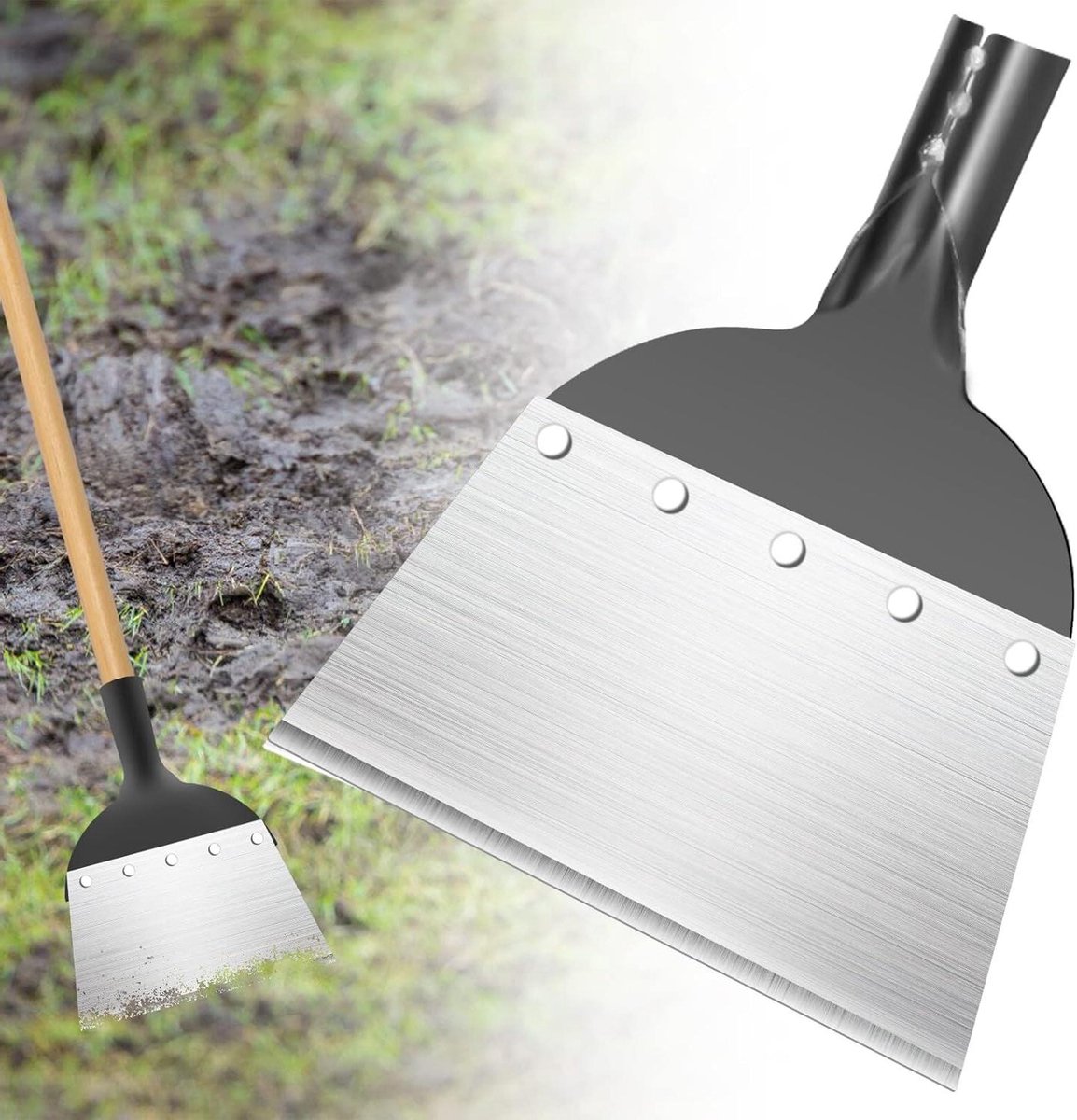 Multifunctionele stalen platte schep 21 cm - Voor outdoor tuinreiniging, planten, boerderij, wieden - Gereedschap voor gazon en tuin