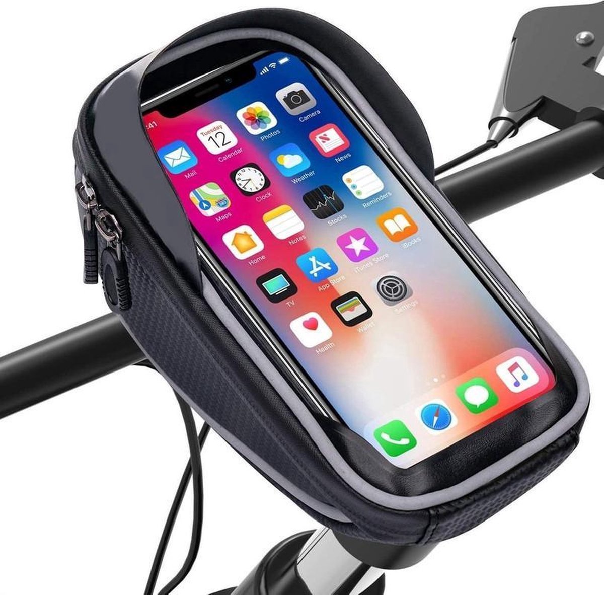 Fiets Stuurtas - Telefoonhouder - Mobielhouder Fiets - Waterdicht - Opbergtas Stuur Geschikt voor: iPhone & Samsung
