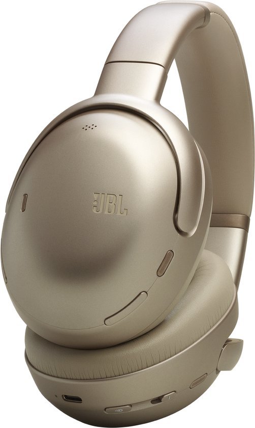 Gouden JBL over-ear koptelefoon met zachte oorkussens en hoofdband.