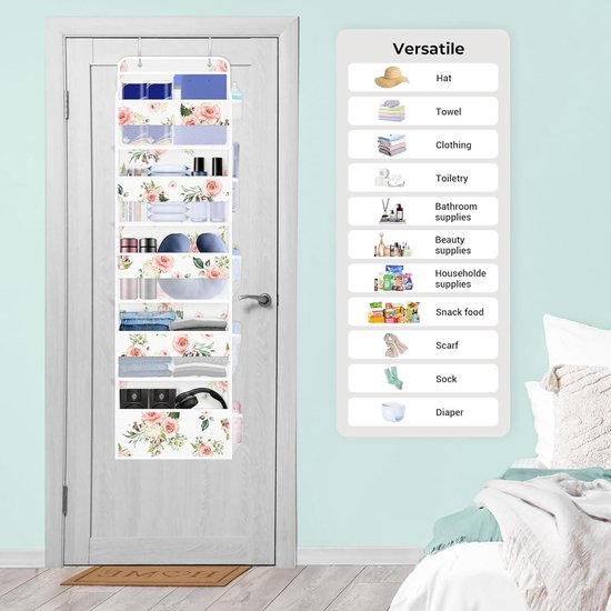 KYEVIS Hangorganizer voor deur met 5 vakken, deurhangrek met doorzichtig venster, opvouwbare hangorganizer voor camping, deurorganizer voor badkamer, slaapkamer, keuken, slaapzaal (beige KYEVIS Hangorganizer voor deur met 5 vakken, deurhangrek met doorzichtig venster, opvouwbare hangorganizer voor camping, deurorganizer voor badkamer, slaapkamer, keuken, slaapzaal (beige