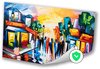 Straat, Kubisme, Gebouwen, Blauw, geel, rood, groen, oranje