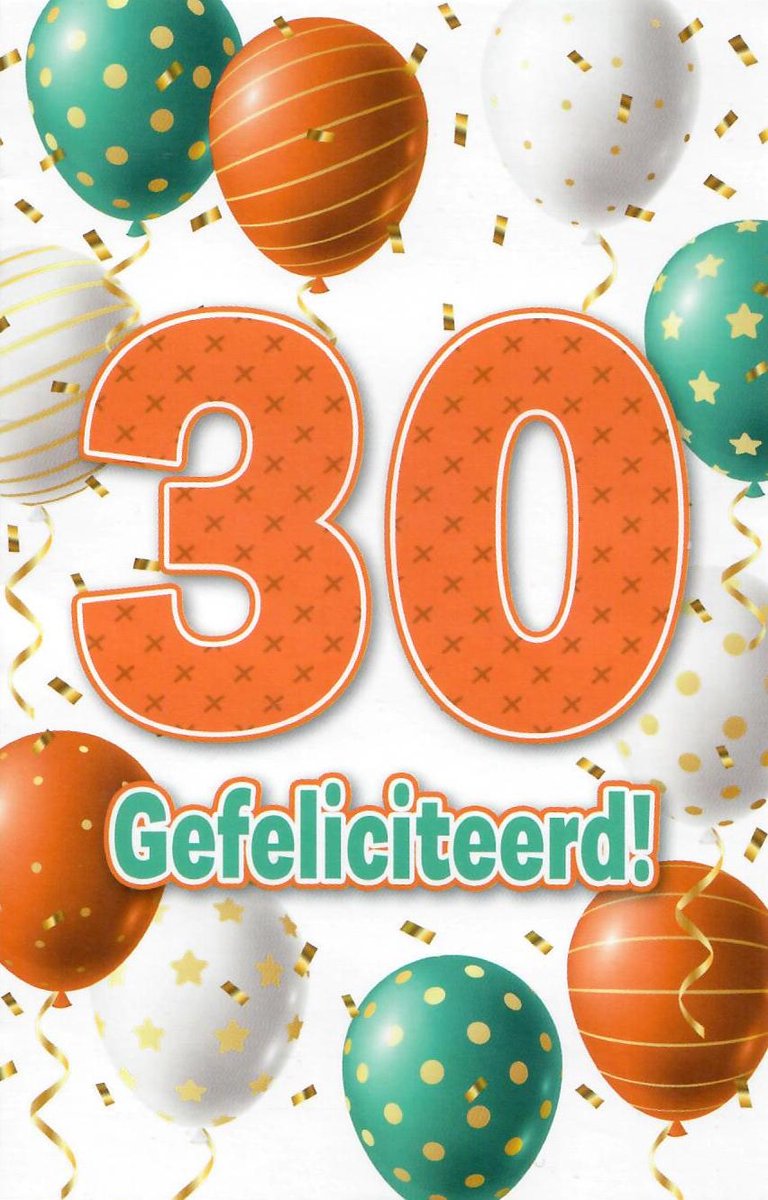 Verjaardagskaart 30 Jaar - Wenskaart Verjaardag - Kaart 30 Jaar