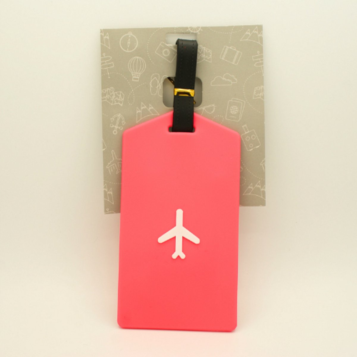 Kofferlabel - Roze - Vliegtuigicoon | Bagagelabel - Luggage Tag