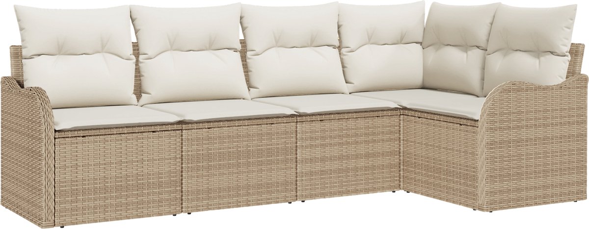 vidaXL - Tuinbank - Set - Beige - poly - rattan