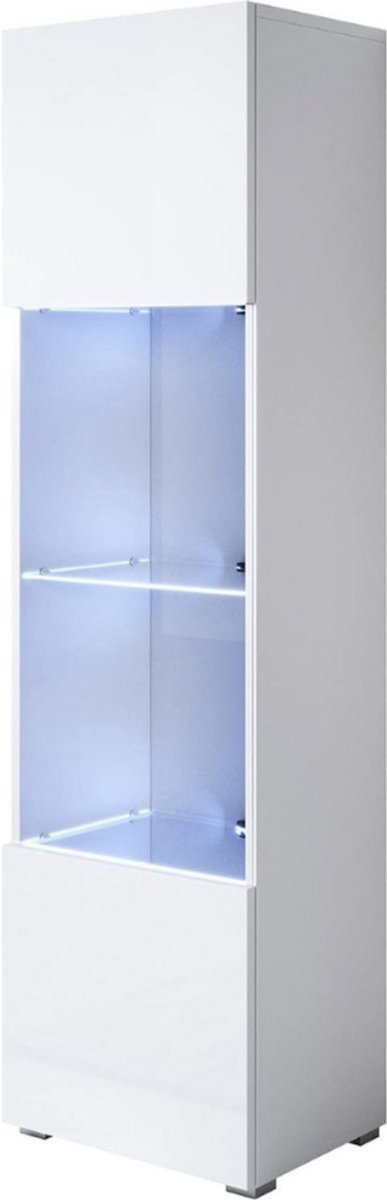 Thuys – Vitrinekast Met Led Verlichting – Met Glas – Verzamelkast - Vitrine Kast Voor in de Keuken, Woonkamer, Eetkamer, Slaapkamer – Wit - 40 x 167 x 29 cm