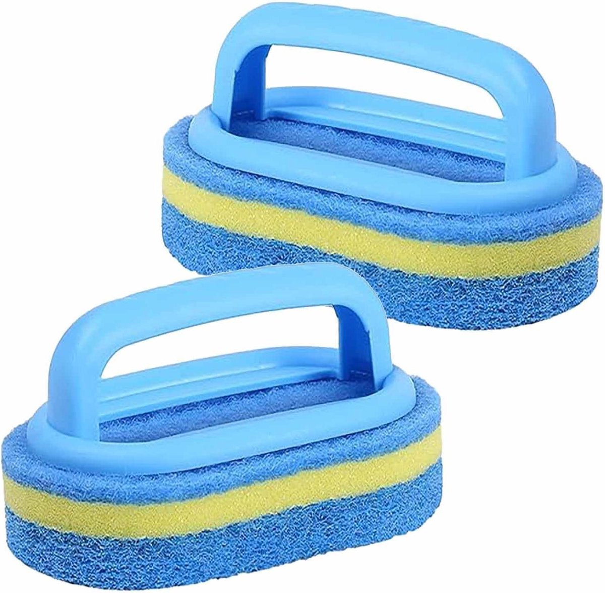 Multifunctionele Reinigingssponsborstels met Kunststof Handgreep - Set van 2 - Blauw | Voor Badkamer, Keuken en Tegels
