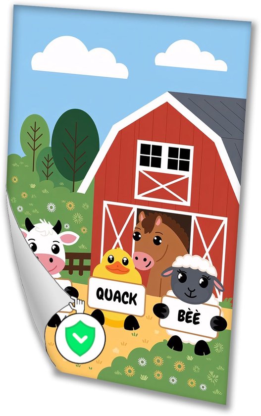 Vrolijke dieren op boerderij - Boerderijdieren muurdecoratie - Muurdecoratie dieren - Digital Art - Woonkamer poster - Muurdecoratie posters - poster 50x70 cm