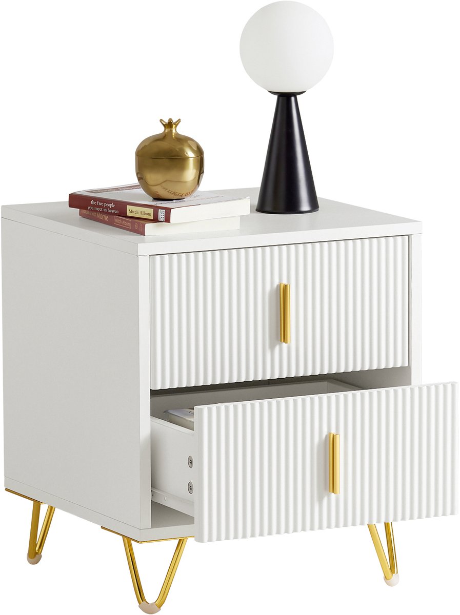 SoBuy FBT115-W Nachtkastje met lades voor Slaapkamer - 40 x 40 x 47 cm - Wit