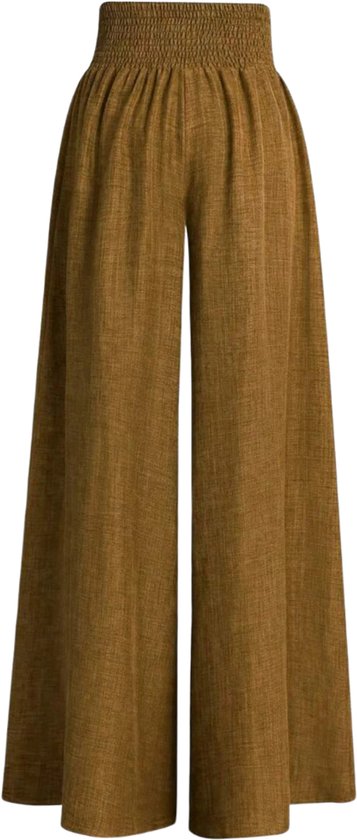 Pantalon en lin Livano pour femme - Pantalon d'été - Adultes - Pantalon long - Pantalon de plage - Été - Style Ibiza - Marron - Taille L