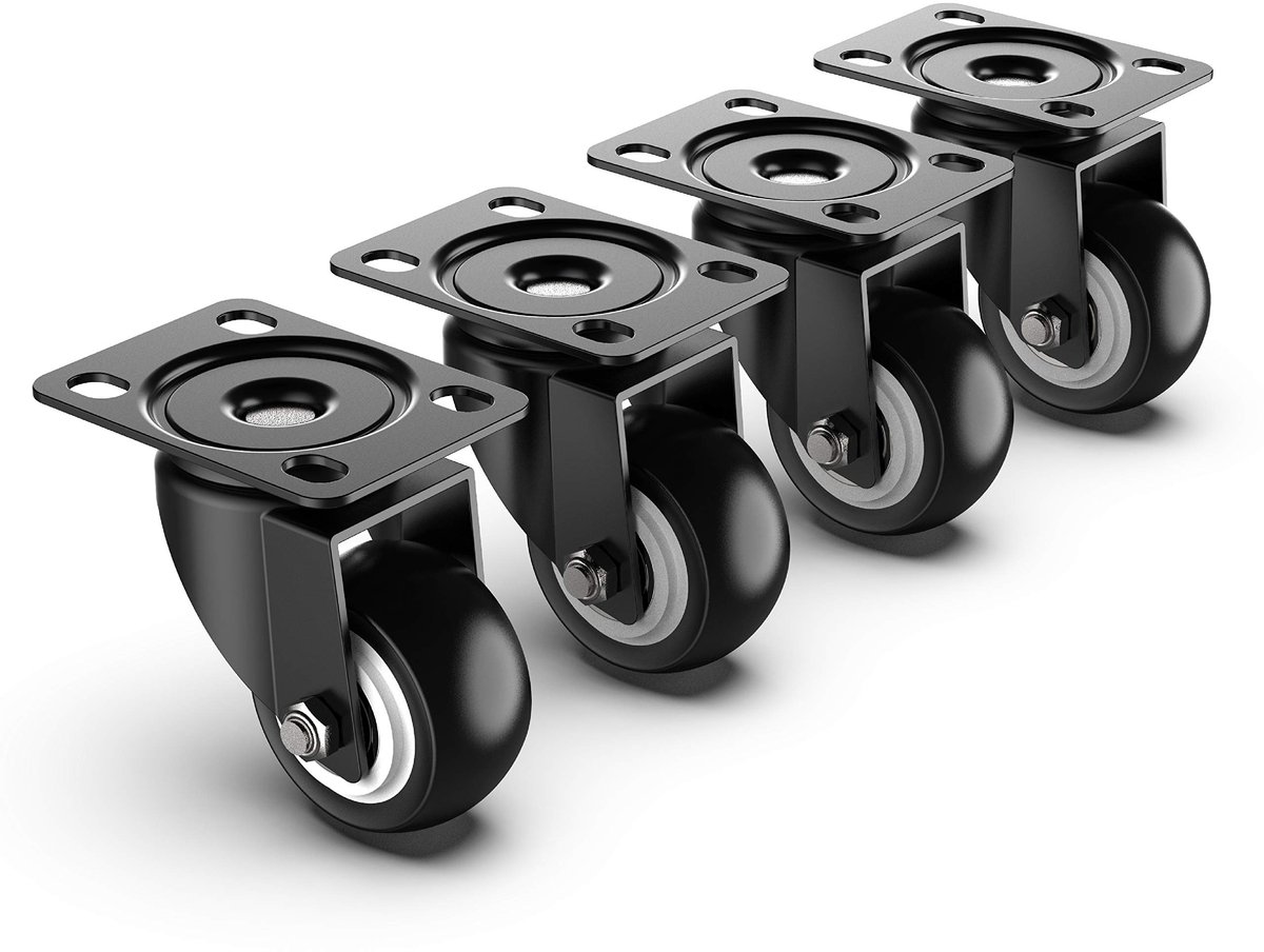 Ibenzoa® Robuuste Zwenkwielen Set van 4, 50mm, 250kg Draagvermogen, Zware Transportwielen voor Meubels