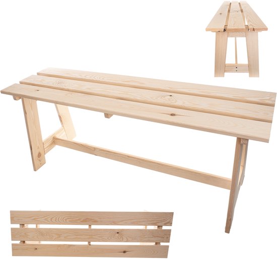 Banc de jardin en bois KADAX, 2 places, sans accoudoirs ni dossier, banc, banc de parc, banc extérieur pour balcon, jardin, terrasse (chêne naturel)