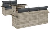 vidaXL - 6-delige - tuinset - met - kussens - in - lichtgrijs - poly - rattan