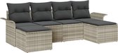 vidaXL - 6-delige - tuinset - met - kussens - in - lichtgrijs - poly - rattan