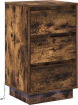 vidaXL - Table de chevet - en chêne fumé - 39 x 34,5 x 65 cm - Finition bois