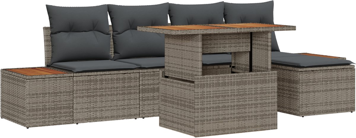 vidaXL - Tuinbank - Set - 6 - pcs - Grijs - en - Bruin