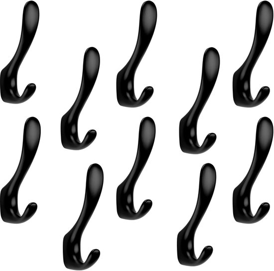 SOTECH Set Van 2 Blackline ALBA  Klein  Haakrails 450 Mm Met 5 Haken Zwart Gepoedercoat Garderobehaken 2040392430