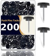 100 Stuks Zwarte Punaises, Platte Punaises, Punaises Voor Kurkbord Prikbord Muur Opknoping Zwart 100