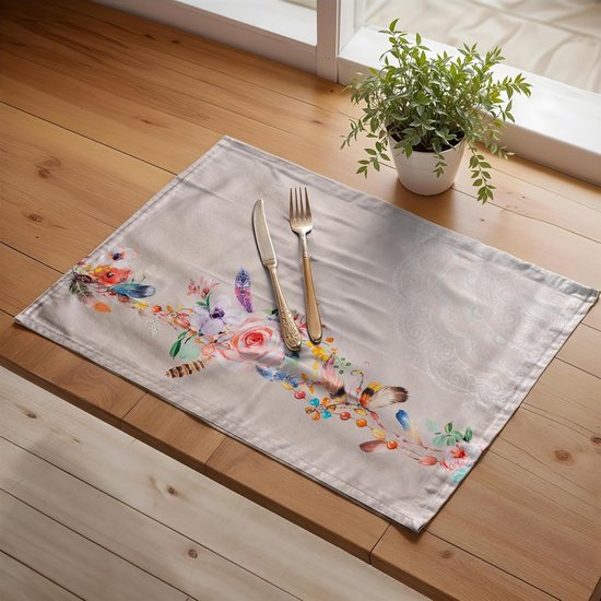 Ensemble beige 100% coton avec 4 sets de table pour la table à manger cuisine mariage usage quotidien dîners fêtes printemps/été (33 cm x 48 cm)