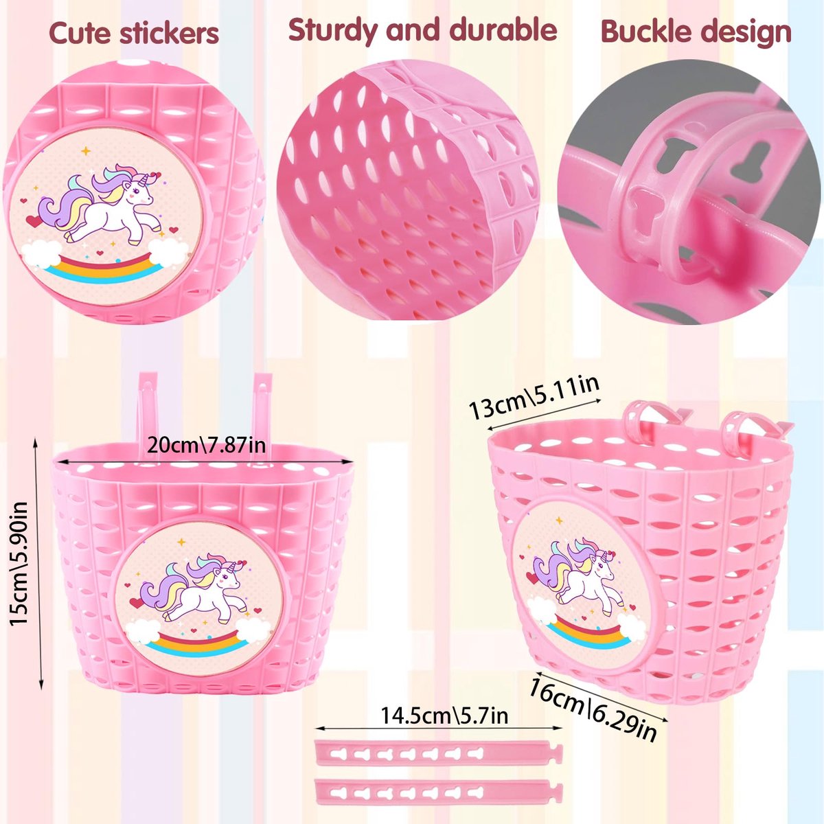 Ibenzoa® Speelse Fietsmand voor Kinderen met Zeemeermin Thema, Inclusief Accessoires en Stickers