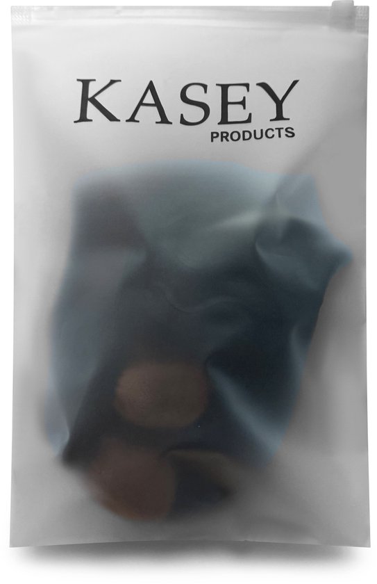 Kasey Products verpakking met een donkerblauwe stof erin.