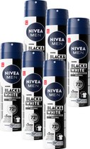 NIVEA MEN Invisible for Black & White Original Anti-Transpirant Spray - Geen witte of gele vlekken - Quickdry - Alcoholvrij - Beschermt 72 uur - 6 x 150 ml