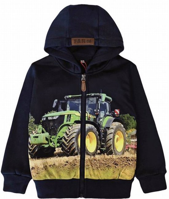 Gilet Kinder tracteur John Deere GM couleur bleu foncé Sweat à capuche taille 134/140 Heel joli !