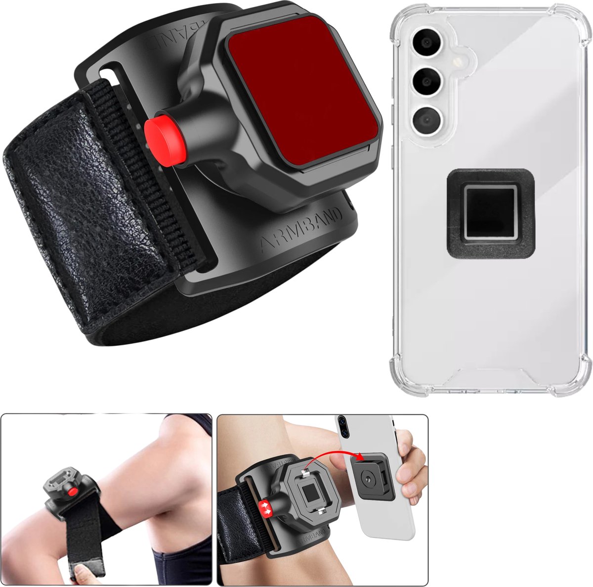 Sportarmband Met Magneet met Backcover Hoesje Geschikt voor: Samsung Galaxy A55 - Polsband - Sportband - Hardloop Armband - Bevestiging Pols of Arm - Hardlopen - Hardloopband