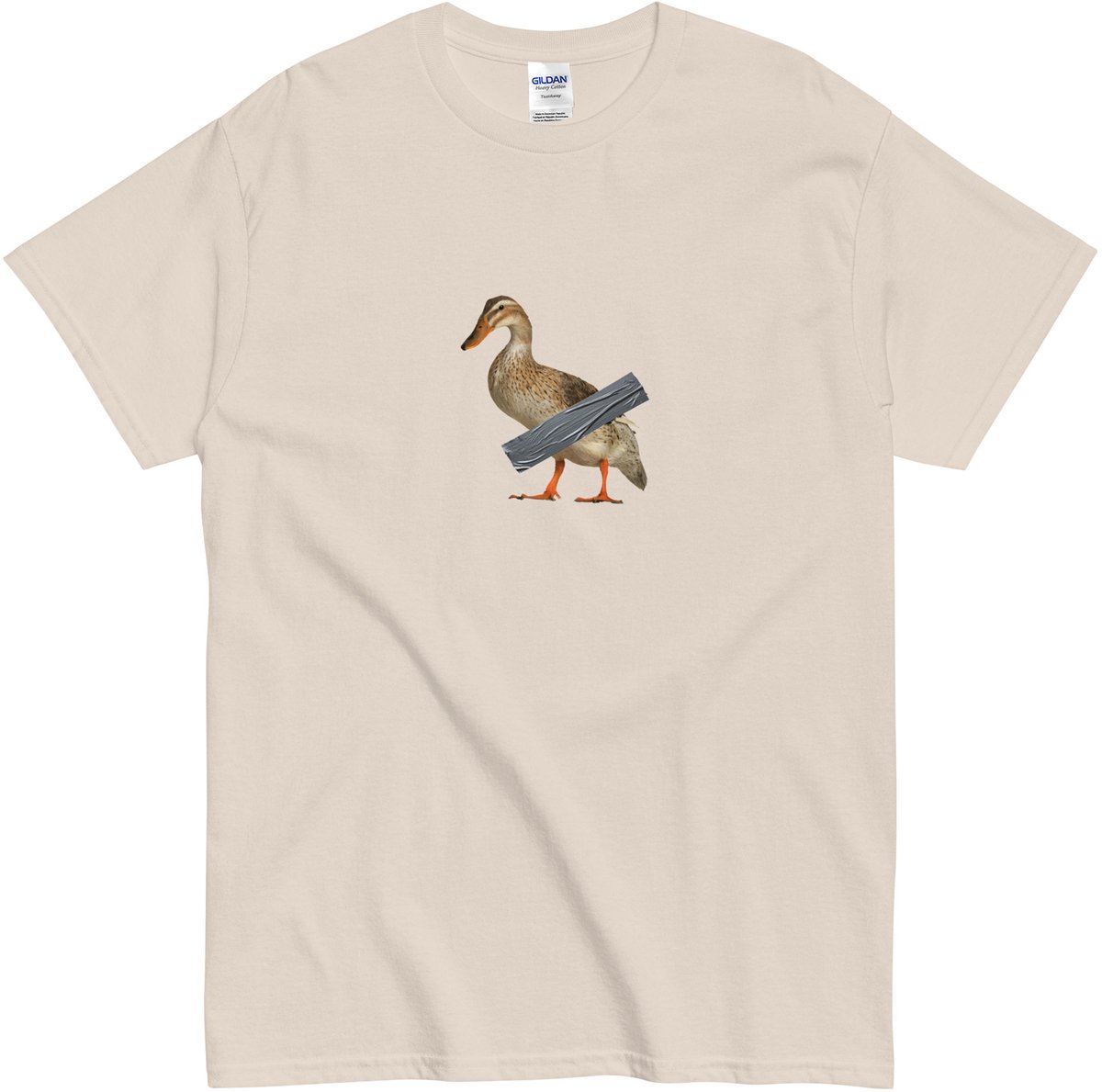 T-shirt met Satirische en Humoristische Eend Afbeelding - Dames & Heren - Beige - XL