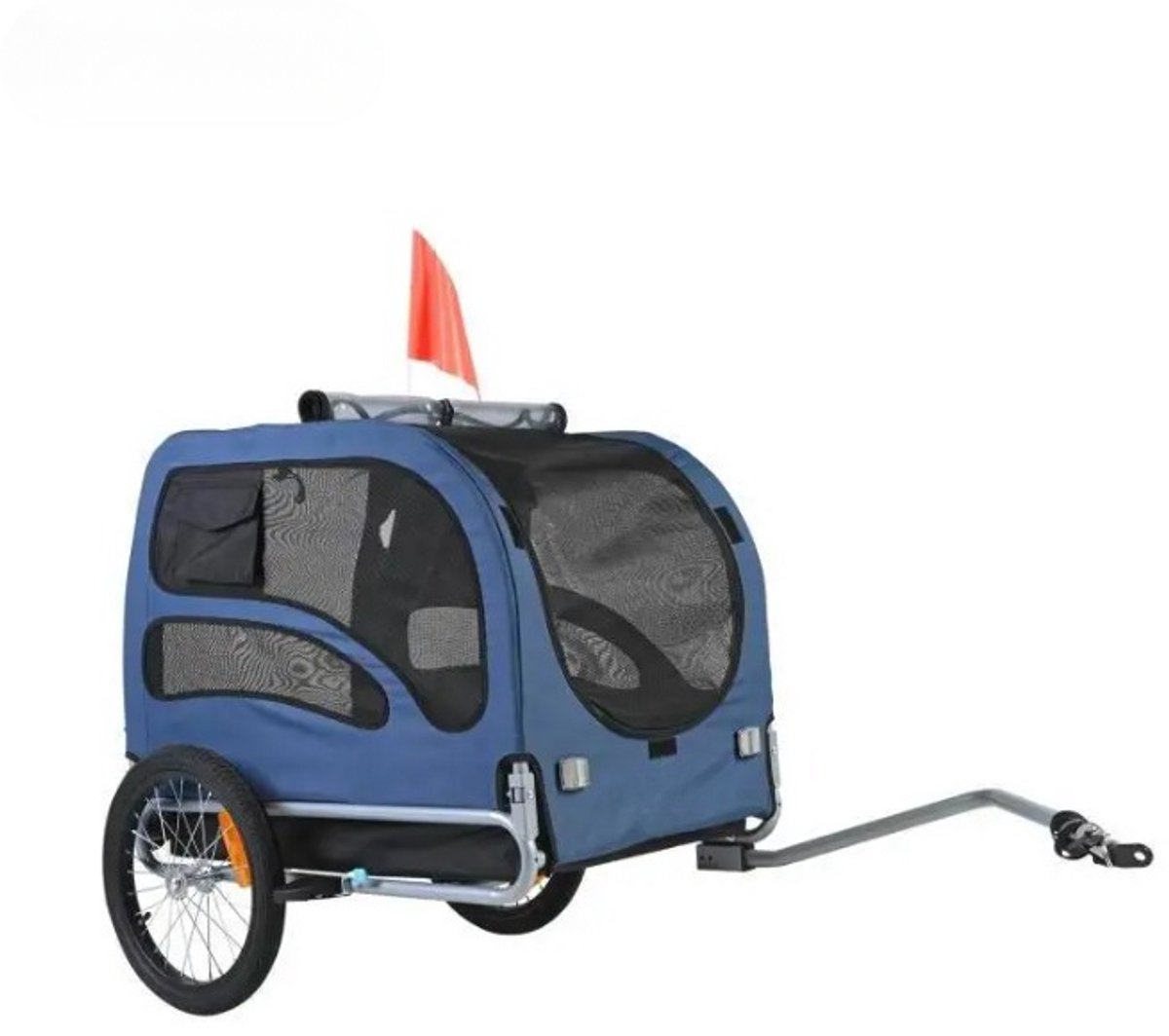 Fietskar - Fietsaanhanger - Transportaanhanger - met Schokdemper - Inklapbare Aanhanger - Draagkracht 45kg - Dekzeil - Veiligheidsvlag - voor Dagelijks Transport - Koolstofstaal - 600D Oxford-doek - 144 x 72.5 x 84.5 cm - Blauw