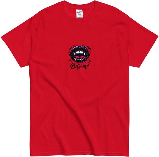 Stoer en Sexy Bite Me T-shirt - Dames en Heren - Gothic Halloween Stijl - Rood - 2XL