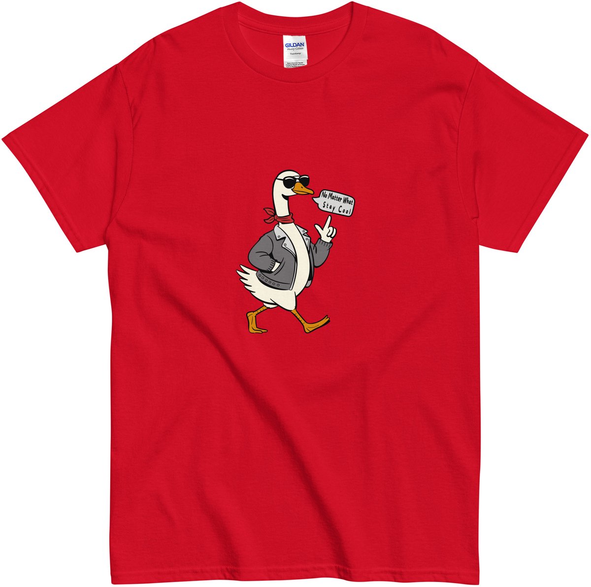 Stoere Gans Tshirt - Dames en Heren - Cartoon Print - Funny Goose T Shirt - Rood - S