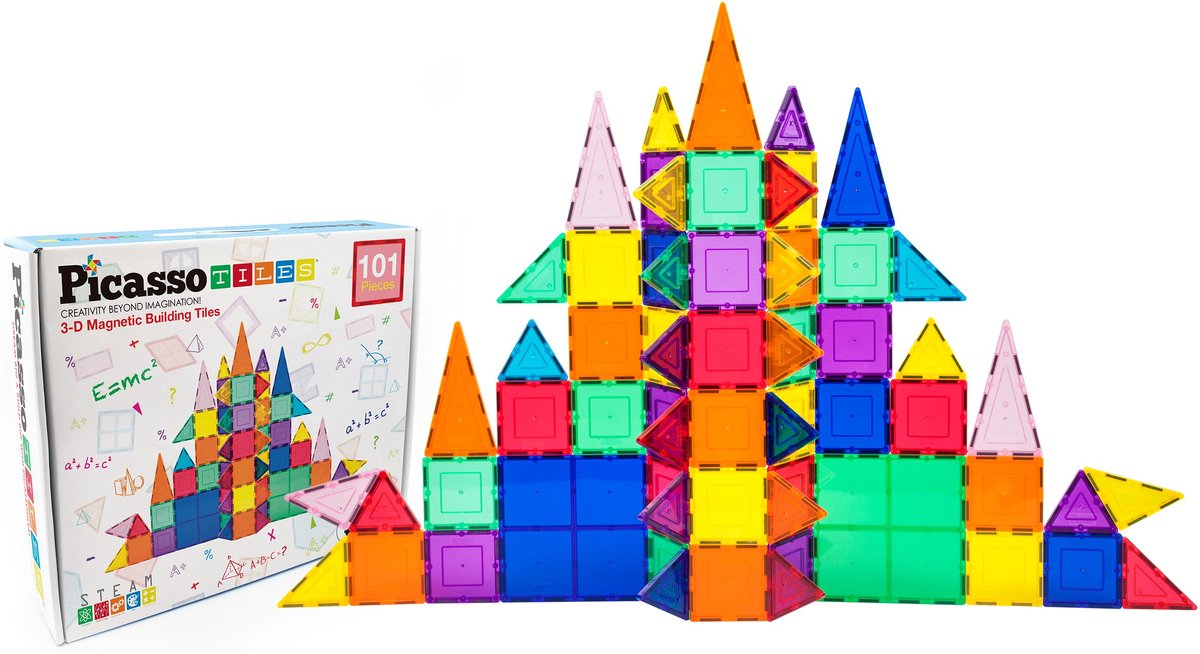 Tactic Picasso Tiles - Constructiespeelgoed - Magnetic Tiles - Magnetische Tegels - Play Set - STEM Speelgoed - Creatief Bouwspeelgoed - 101-Delig - Vanaf 3 Jaar — afbeelding 7