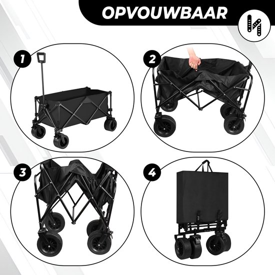 Outbee Bolderkar - Bolderkar Opvouwbaar - Bolderwagen - 120Liter Inhoud - Met Wielslot- 120kg Draagvermogen - Zwart van Outbee — afbeelding 3