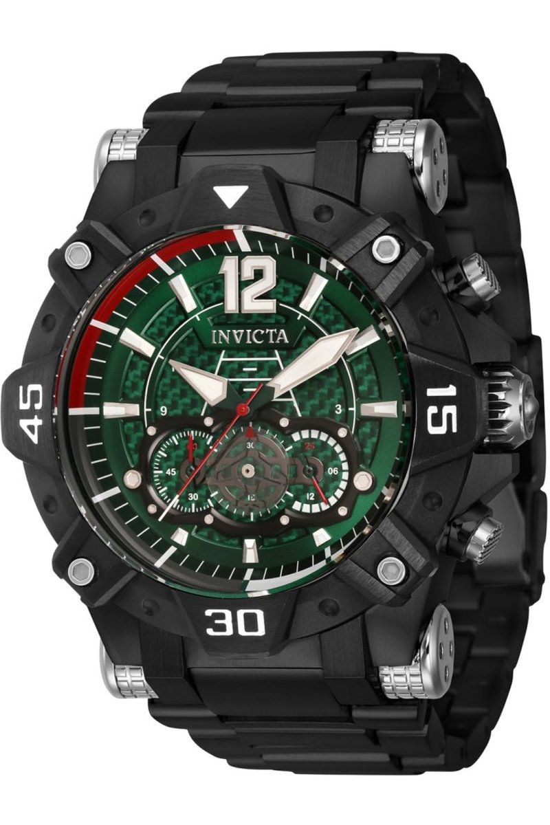 Invicta Aviator 40487 Heren Horloge - Waterdicht - Analoog - Quartz Uurwerk - Roestvrij Staal met groene Wijzerplaat - 52mm