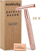 Ecotivity Safety Razor + 10 Scheermesjes Aluminium Rose Gold Voor Vrouwen Dames Scheermes Veiligheidsscheermes