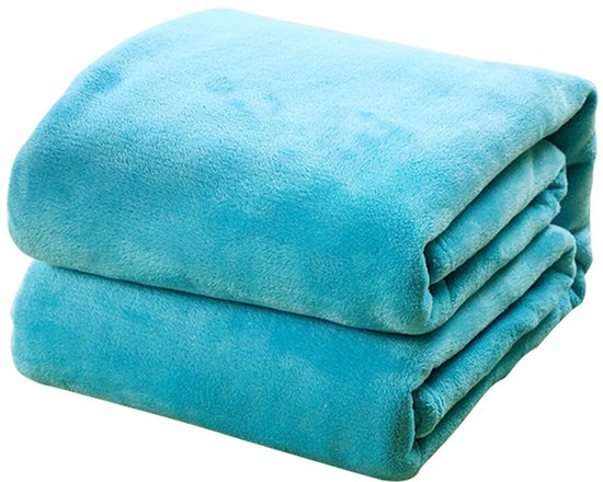 Foto: Original c g fleecedeken turquoise licht blauw coral fleece plaid 150 x 200cm extra zacht warm wolt niet