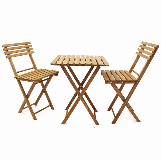 Muntel® Bistroset - 3-delig - Opvouwbaar - In Elkaar Gezet - Naturel