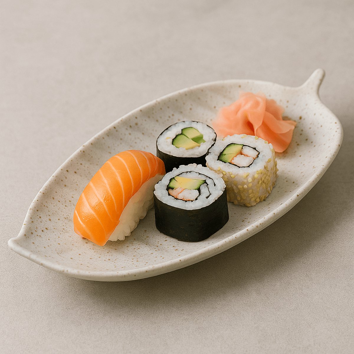 Schaal bladvorm – Serveerschaal – Presenteerschaal – Tapasservies – Handgemaakt - Handgeschilder - Tapasschaal – Hapjesschaal – Wit gespikkeld 31 cm (2 stuks)