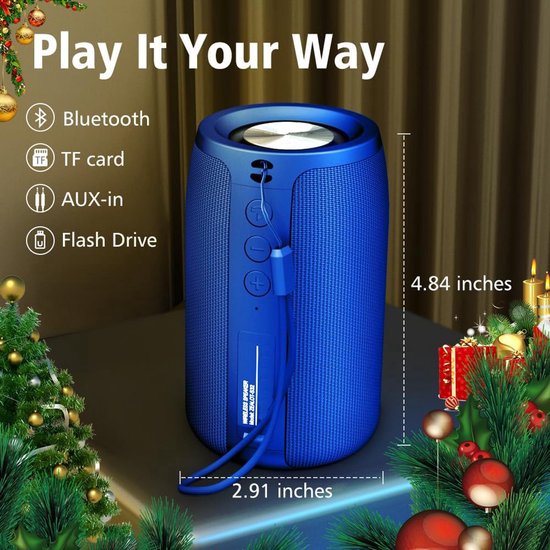 Bluetooth speaker donkerblauwt-Supersubwoofer-Bluetooth 5.0-stereo-surroundgeluid-IPX5 waterdicht-Ondersteuning TWS, TF-donkerblauwt van Supersubwoofer — afbeelding 3
