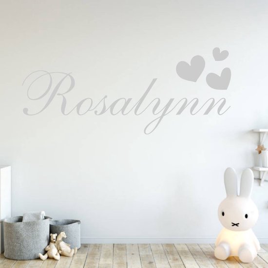 Muursticker Naam Met Hartjes - Zwart - 120 x 48 cm - baby en kinderkamer - meisjes baby en kinderkamer - baby baby en kinderkamer naam stickers
