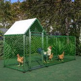 Kippenhok 3x1x1,5m met veiligheidsslot en waterdichte PE-stof, metalen buitenren voor kippen, konijnen en andere kleine dieren
