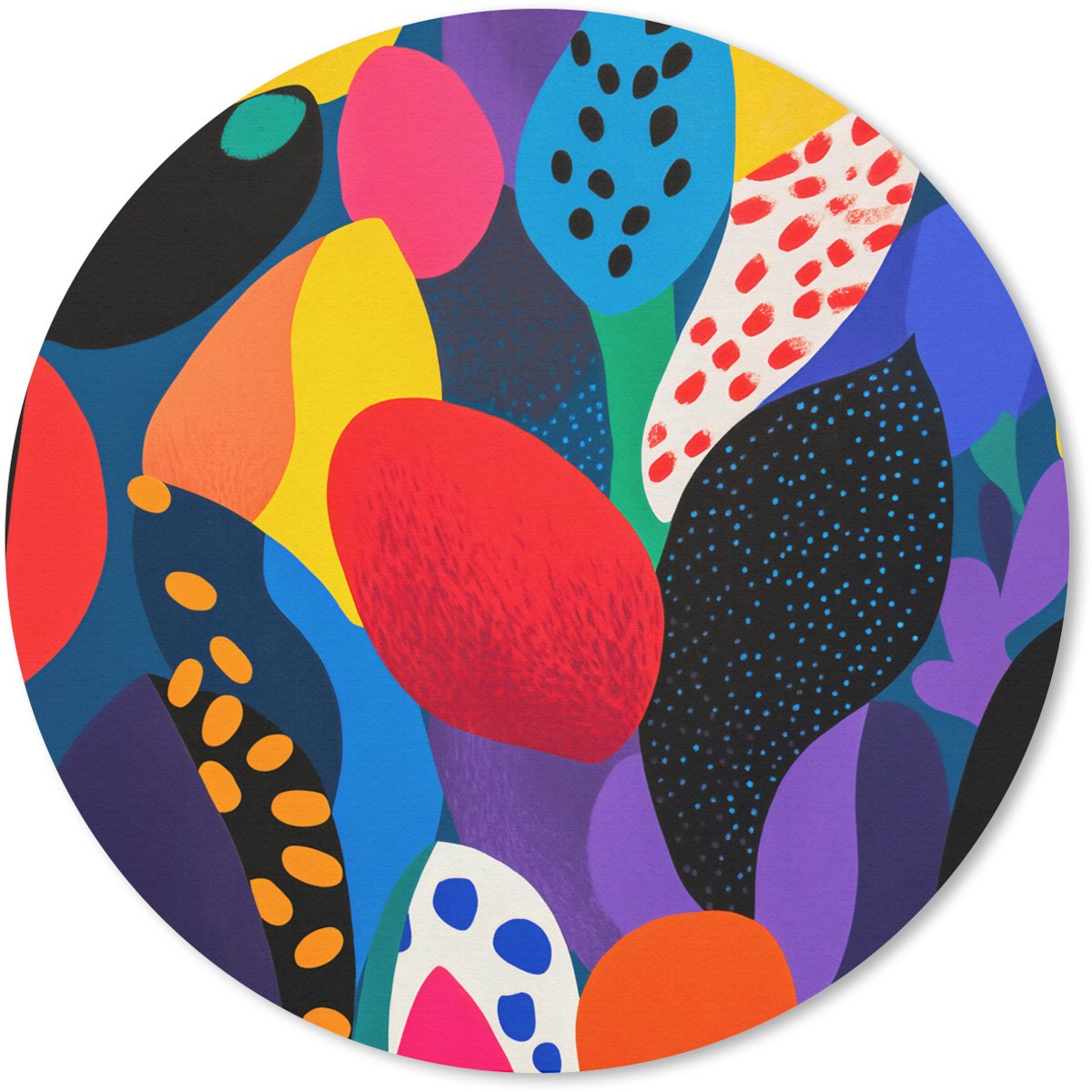 Muismat rond 40x40 cm - Mousepad Bloemen - Bladeren - Abstract - Rood - Ronde muismatten