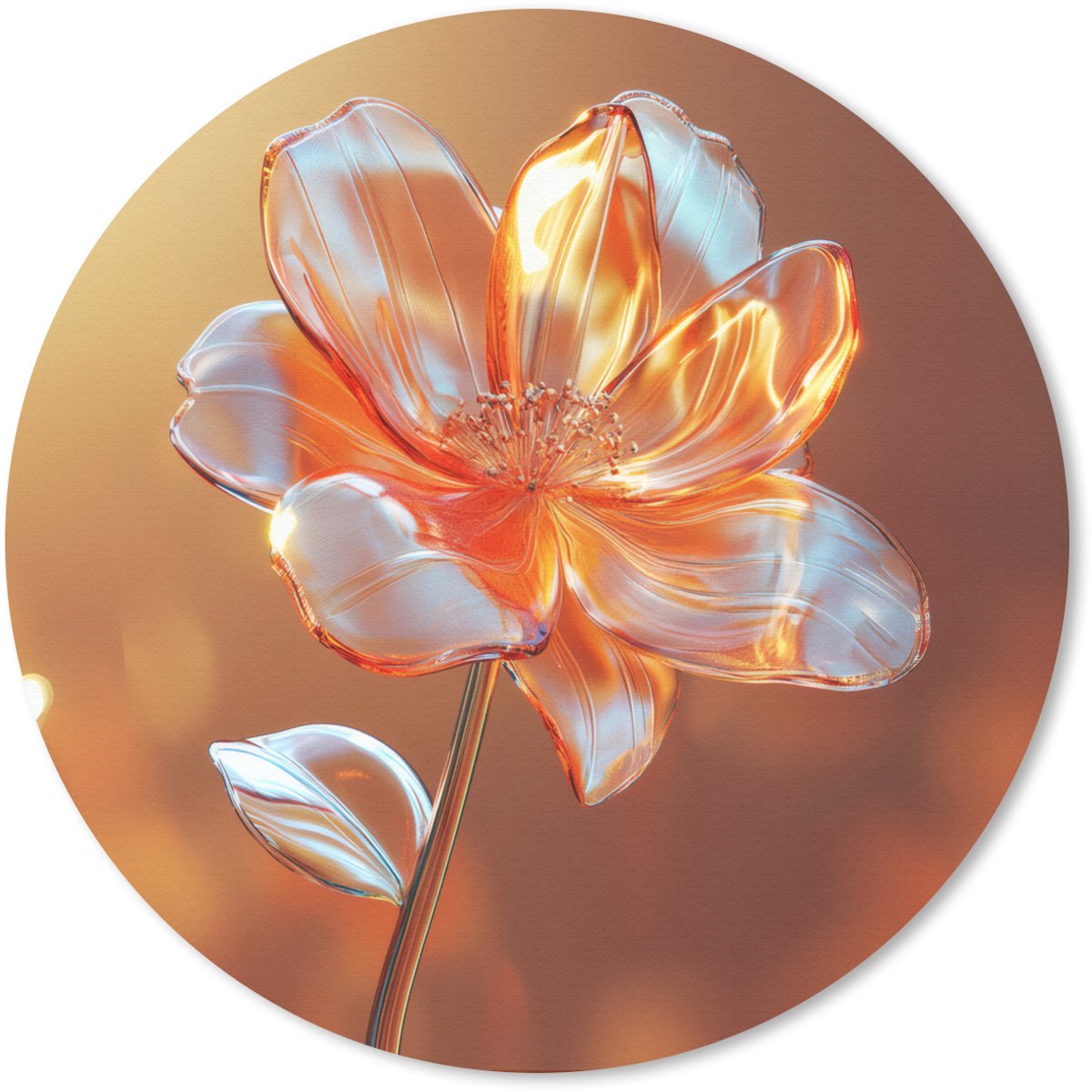 Muismat rond 30x30 cm - Mousepad Glazen - Bloem - Zonlicht - Ronde muismatten